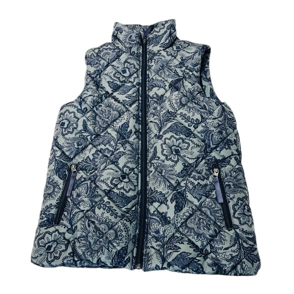 Vera Bradley Puffer Vest Fleece Lined Size Small Zipper Pockets Paisley Feminine - Picture 1 of 5